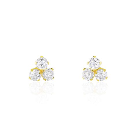 Boucles D'oreilles Puces Or Jaune Oxydes De Zirconium - Clous d'oreilles Femme | Histoire d’Or