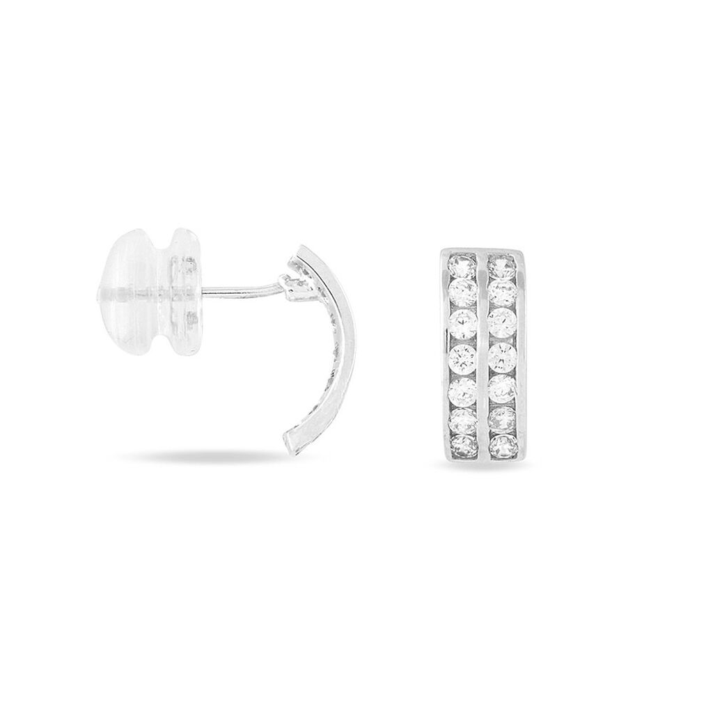 Créoles Jacobee Rondes Or Blanc Oxyde De Zirconium - Boucles d'oreilles créoles Femme | Histoire d’Or
