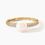 Bague Maria-Francoise Argent Dor&eacute; A L'Or 750/1000 Perle De Culture Oxyde De Zirconium - Bagues solitaires Femme | Histoire d&rsquo;Or