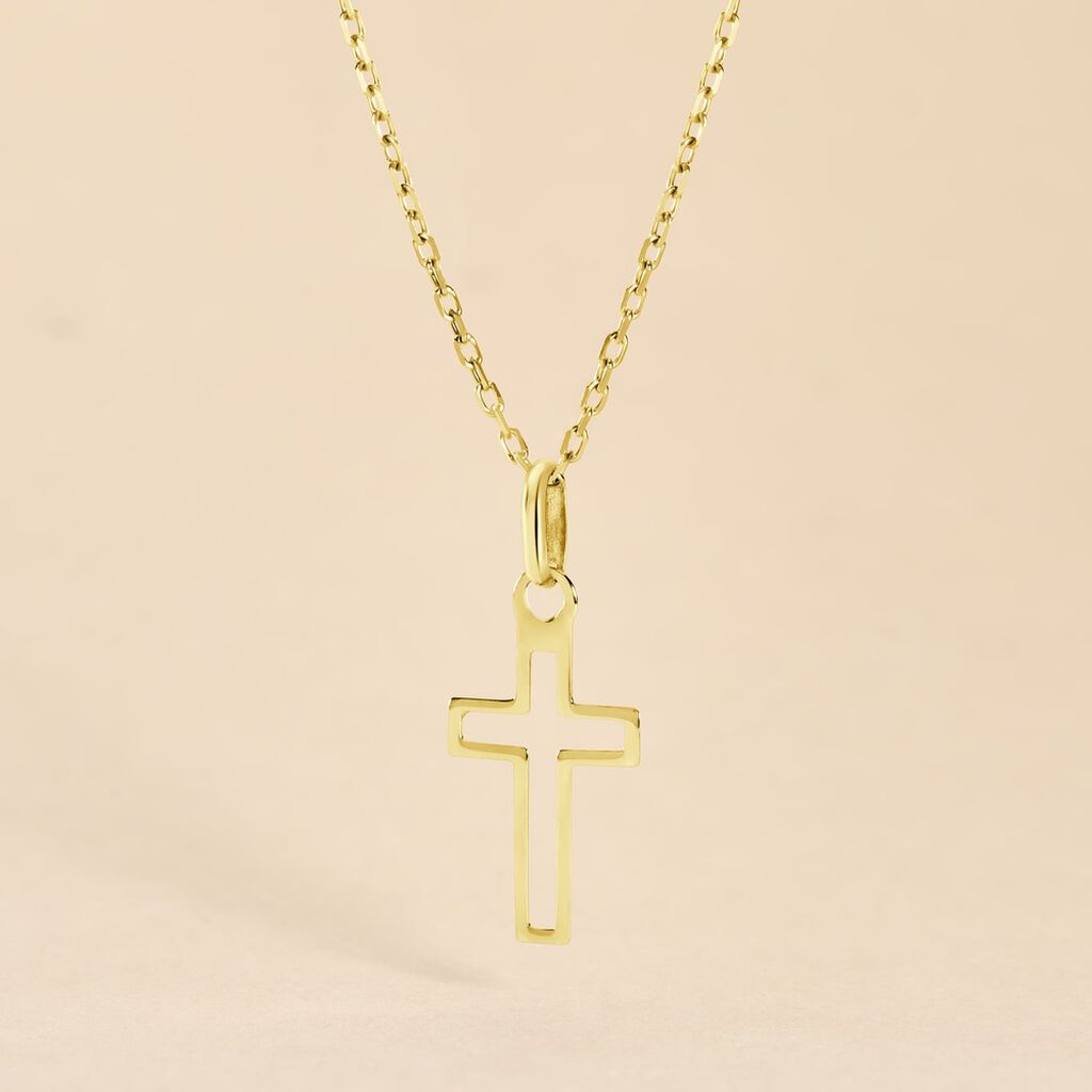 Pendentif Alyssa Croix Or Jaune - Pendentifs Baptême Famille | Histoire d’Or