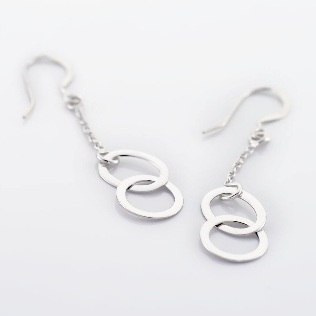 Boucles D'oreilles Pendantes Toi Et Moi Argent Blanc - Boucles d'oreilles fantaisie Femme | Histoire d’Or
