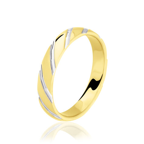 Alliance Strie Fantaisie Demi Jonc Classique Or Bicolore - Alliances Famille | Histoire d’Or