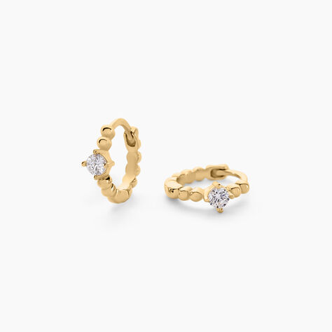 Créoles Louisie Plaqué Or Jaune Oxyde De Zirconium - Boucles d'oreilles créoles Femme | Histoire d’Or