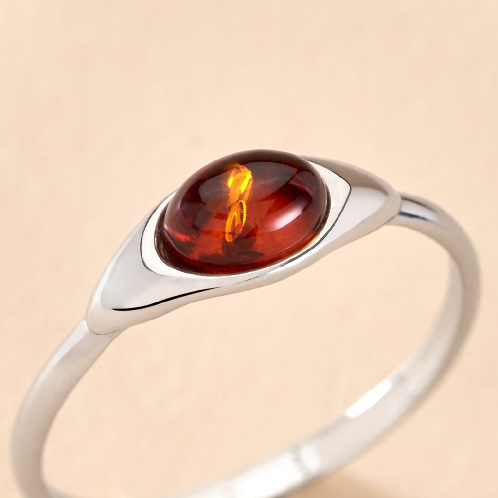 Bague Marquita Argent Blanc Ambre - Bagues solitaires Femme | Histoire d&rsquo;Or