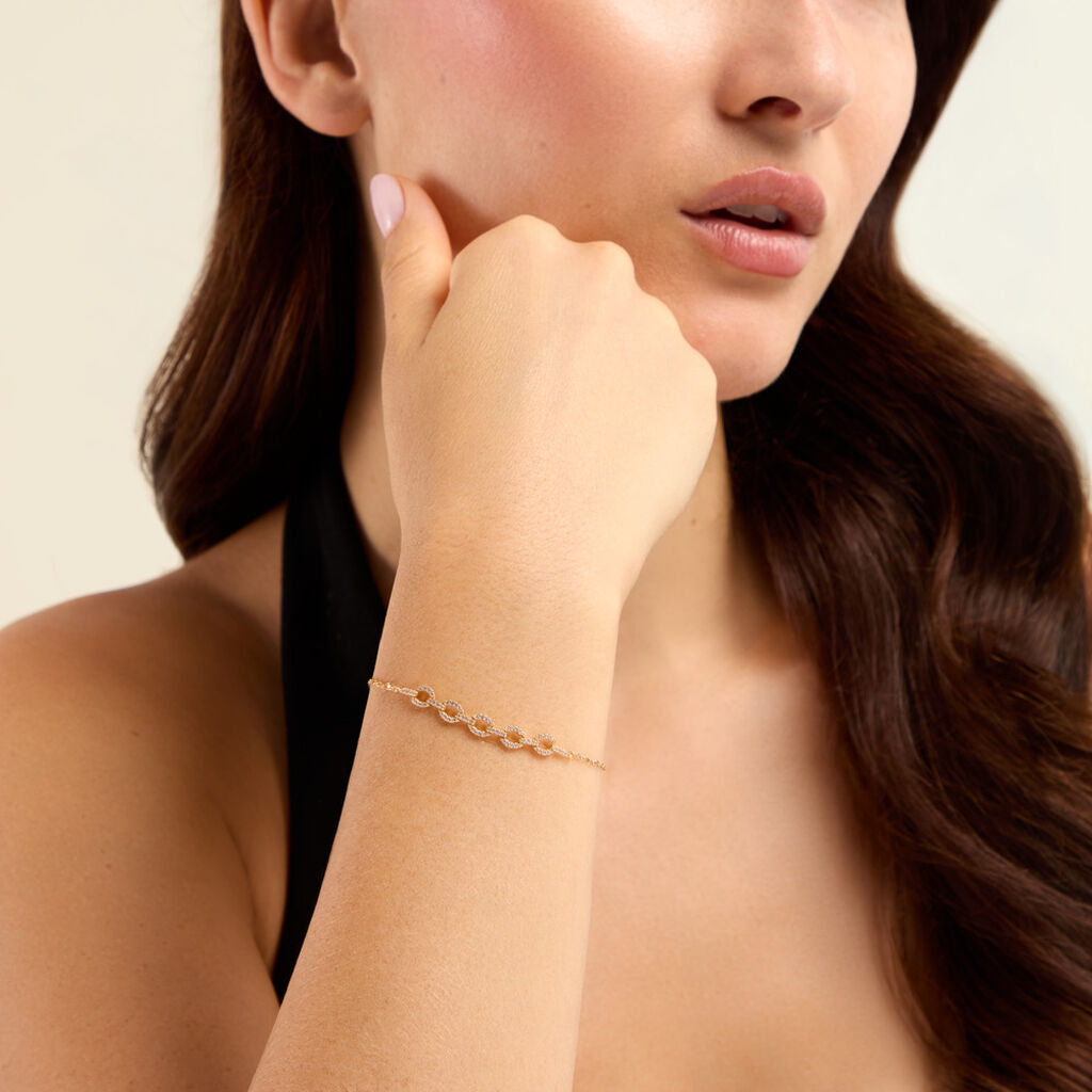 Bracelet Cinthya Argent Dor&eacute; A L'Or 750/1000 Oxyde De Zirconium - Bracelets Femme | Histoire d&rsquo;Or