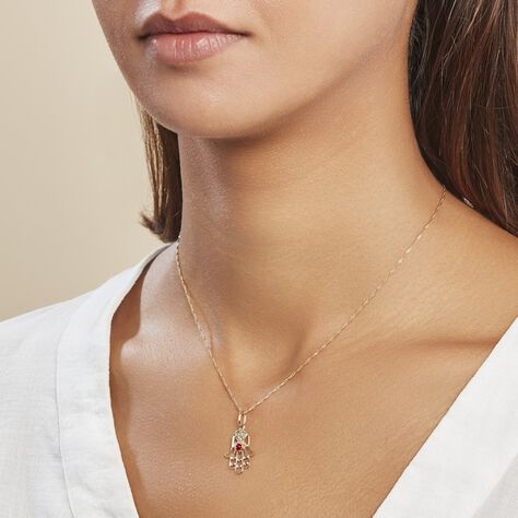 Pendentif Fatima Or Jaune Oxyde De Zirconium - Pendentifs Main de Fatma Famille | Histoire d’Or