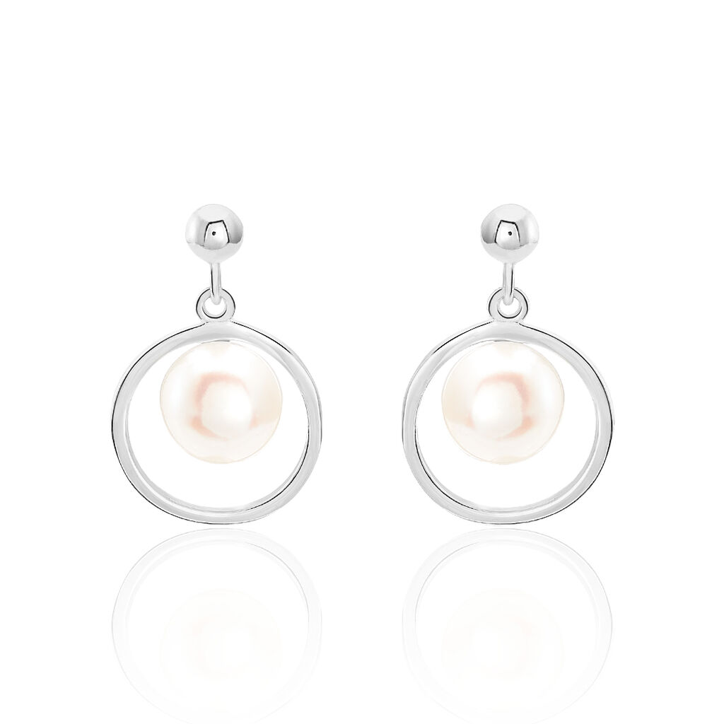 Boucles D'oreilles Pendantes Ivana Argent Blanc Perle De Culture - Boucles d'oreilles fantaisie Femme | Histoire d’Or