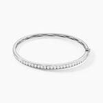Bracelet Jonc Alane Or Blanc Oxyde De Zirconium - Bracelets joncs Femme | Histoire d&rsquo;Or