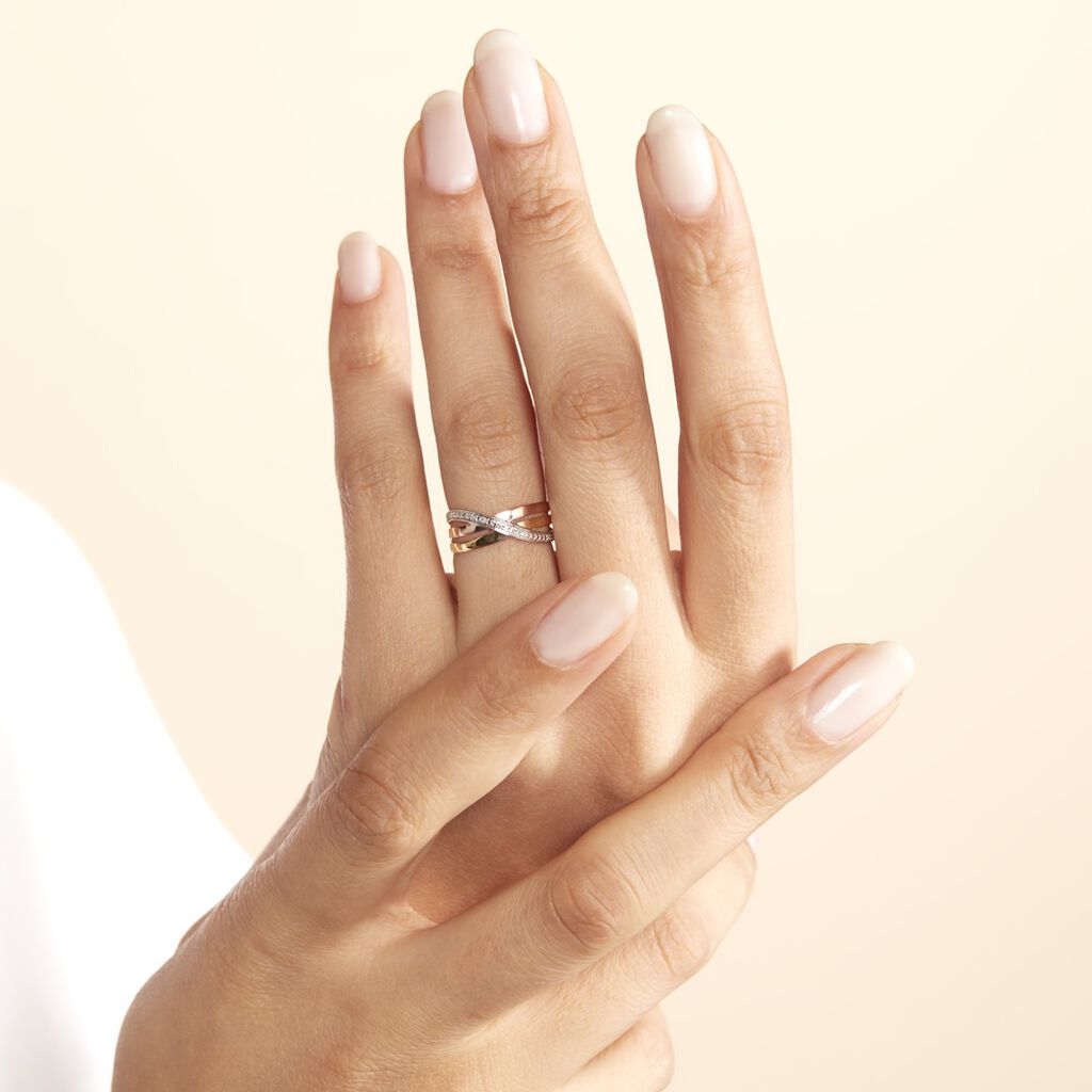 Bague Cramitia Or Tricolore Diamant - Bagues avec pierre Femme | Histoire d’Or