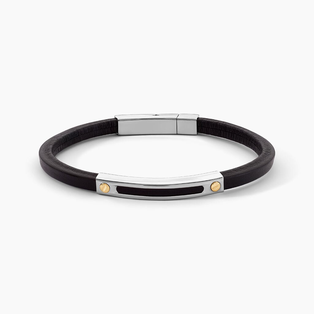 Bracelet Cuir De Vache Noir - Bracelets Cuir Homme | Histoire d&rsquo;Or