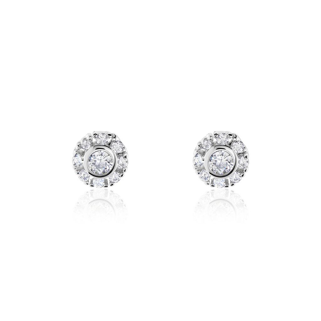 Boucles D'oreilles Puces Argent Blanc Gwenegan Oxydes De Zirconium - Boucles d'oreilles fantaisie Femme | Histoire d’Or