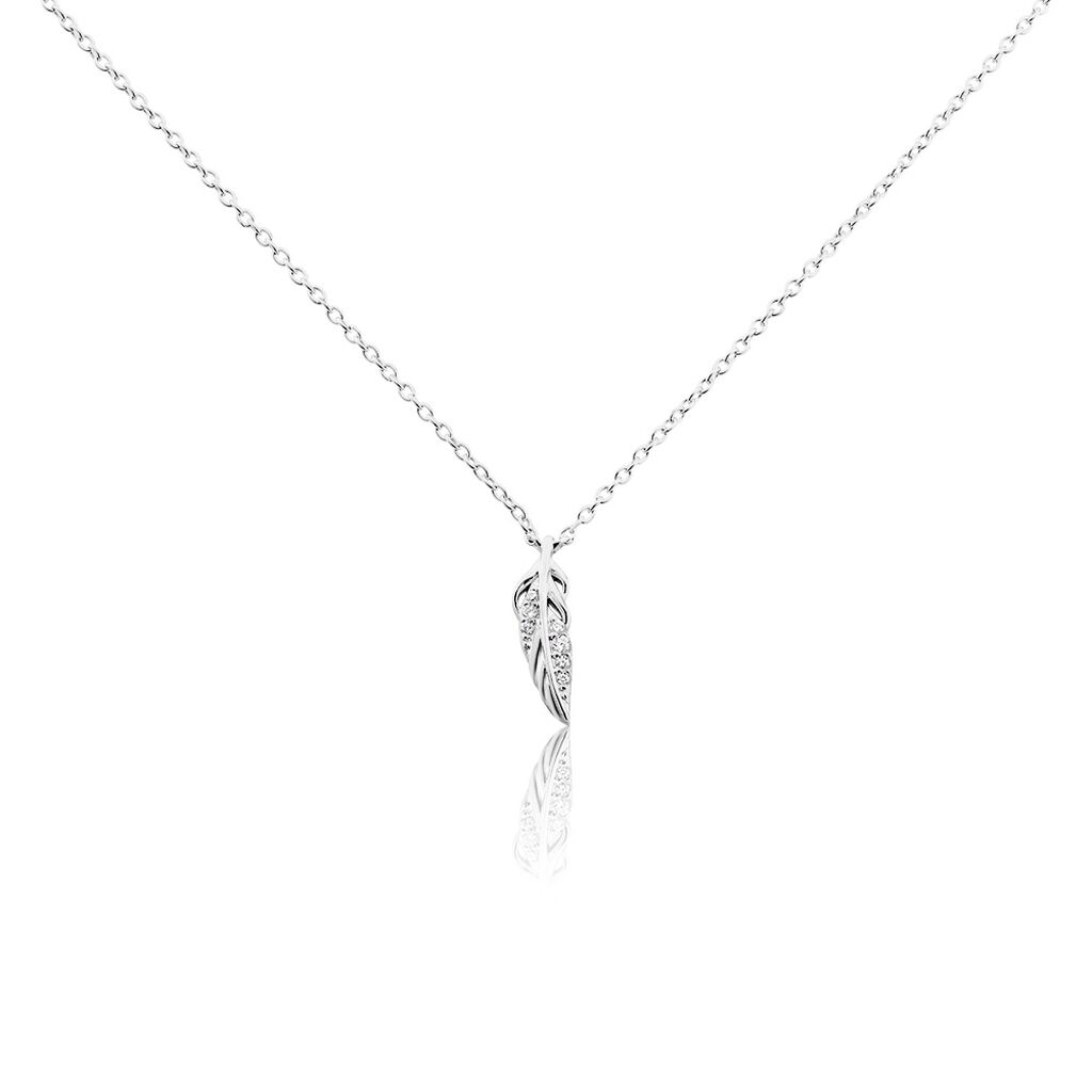 Collier Feath Argent Blanc Oxyde De Zirconium - Colliers fantaisie Femme | Histoire d’Or