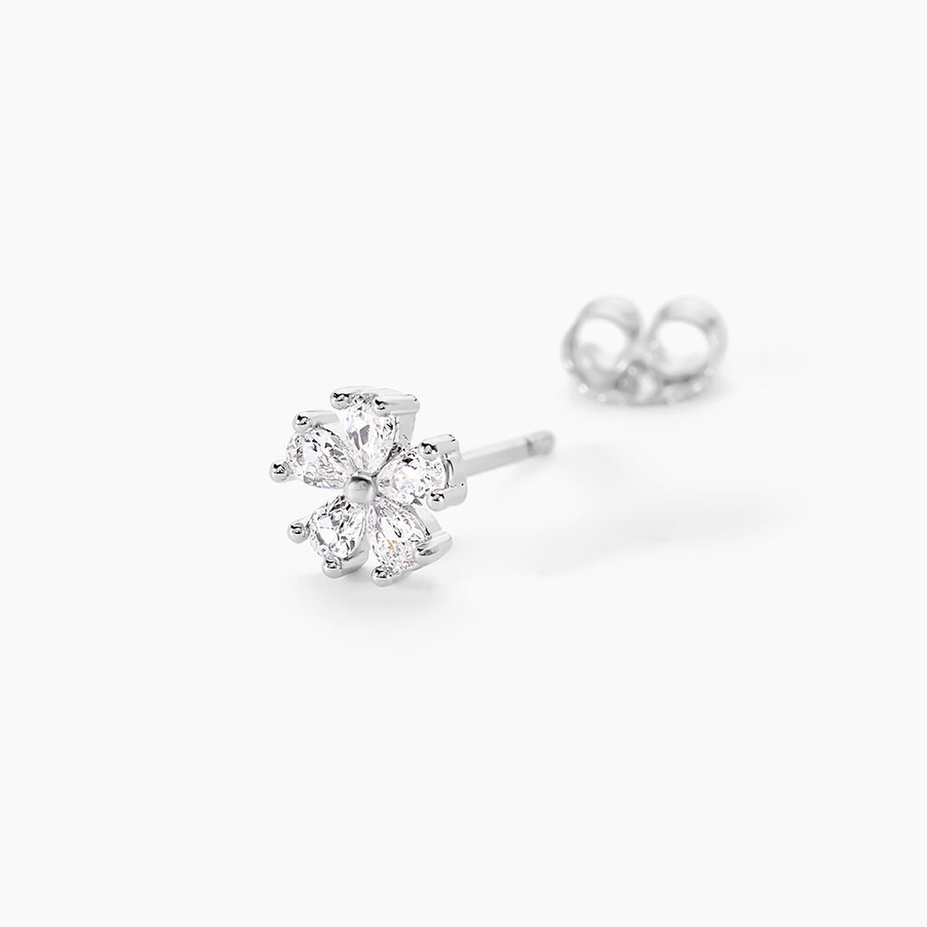 Boucles D'oreilles Puces Gisabel Argent Blanc Oxyde De Zirconium - Nouveautés Femme | Histoire d’Or