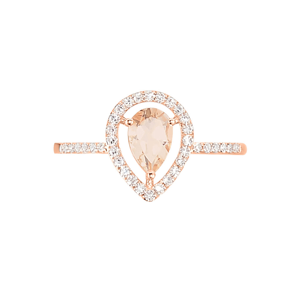 Bague Or Rose Morganite Et Diamant - Bagues solitaires Femme | Histoire d’Or