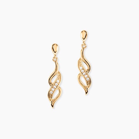 Boucles D'oreilles Pendantes Ishaae Plaqu&eacute; Or Jaune Oxyde De Zirconium - Boucles d'oreilles empierr&eacute;es Femme | Histoire d&rsquo;Or