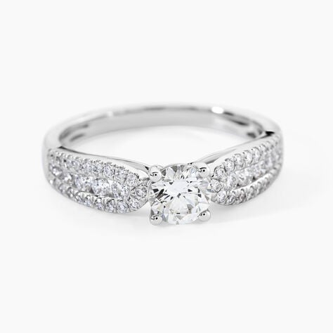 Bague Solitaire Stockholm Or Blanc Diamant - Bagues de fian&ccedil;ailles vintage Femme | Histoire d&rsquo;Or