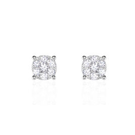 Boucles D'oreilles Puces Charlene Or Blanc Diamant Synthetique - Clous d'oreilles Femme | Histoire d’Or