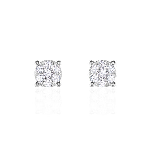 Boucles D'oreilles Puces Charlene Or Blanc Diamant Synthetique - Clous d'oreilles Femme | Histoire d’Or