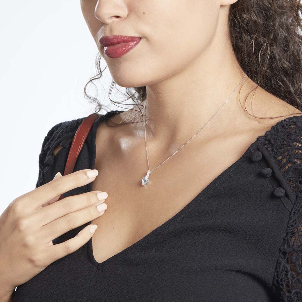Collier Fany Or Blanc Topaze Et Oxyde De Zirconium - Colliers Femme | Histoire d’Or