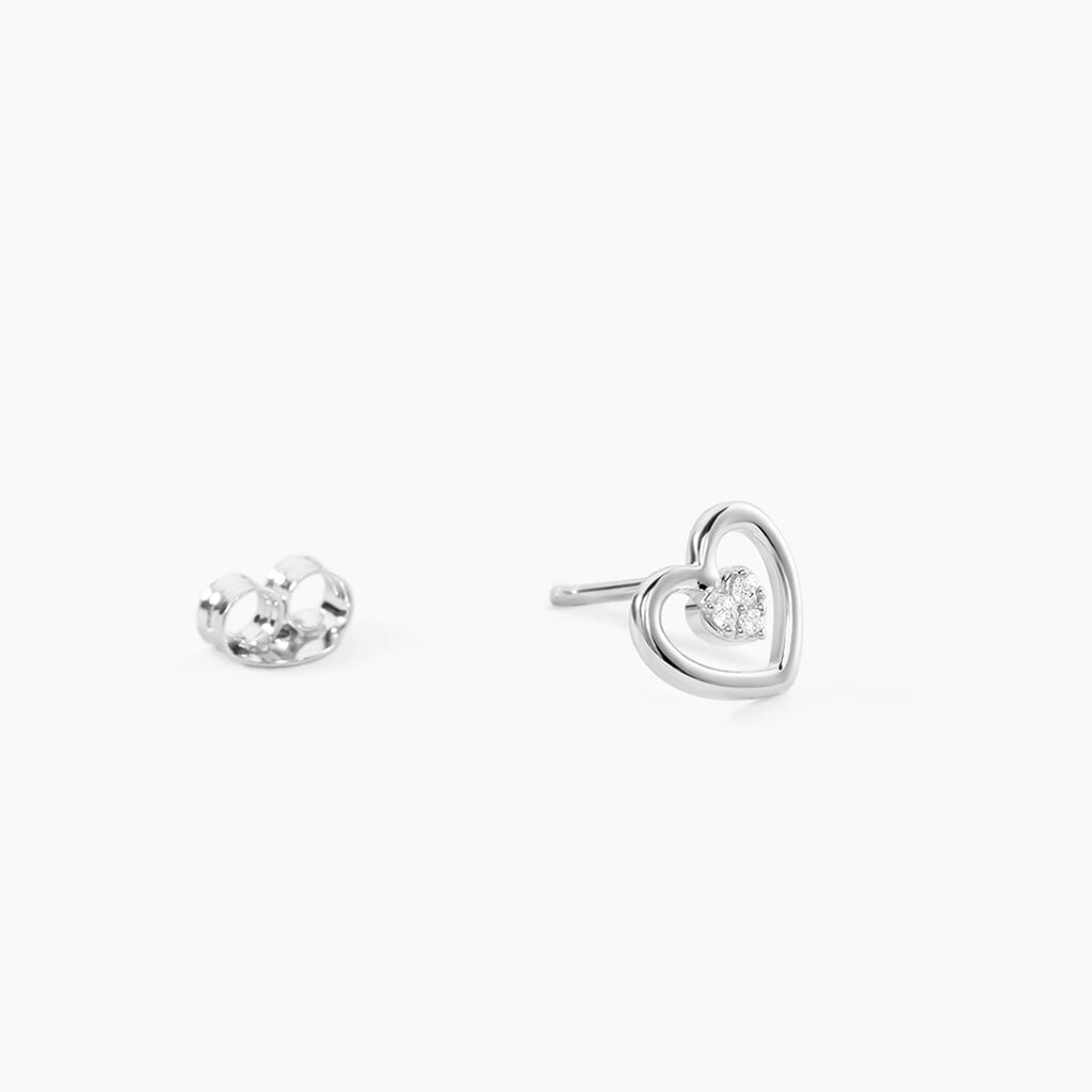 Boucles D'Oreilles Puces Kazuki Argent Blanc Oxyde De Zirconium - Boucles d'oreilles fantaisie Femme | Histoire d&rsquo;Or