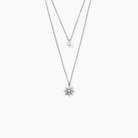 Collier Shone Argent Oxyde De Zirconium - Colliers doubles et triples cha&icirc;nes Femme | Histoire d&rsquo;Or