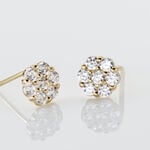 Boucles D'oreilles Puces Eleanor Fleur Or Jaune Oxyde De Zirconium - Clous d'oreilles Femme | Histoire d&rsquo;Or