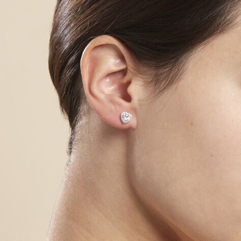 Boucles D'oreilles Puces Aymane Or Jaune Oxyde De Zirconium - Boucles d'Oreilles Coeur Femme | Histoire d’Or