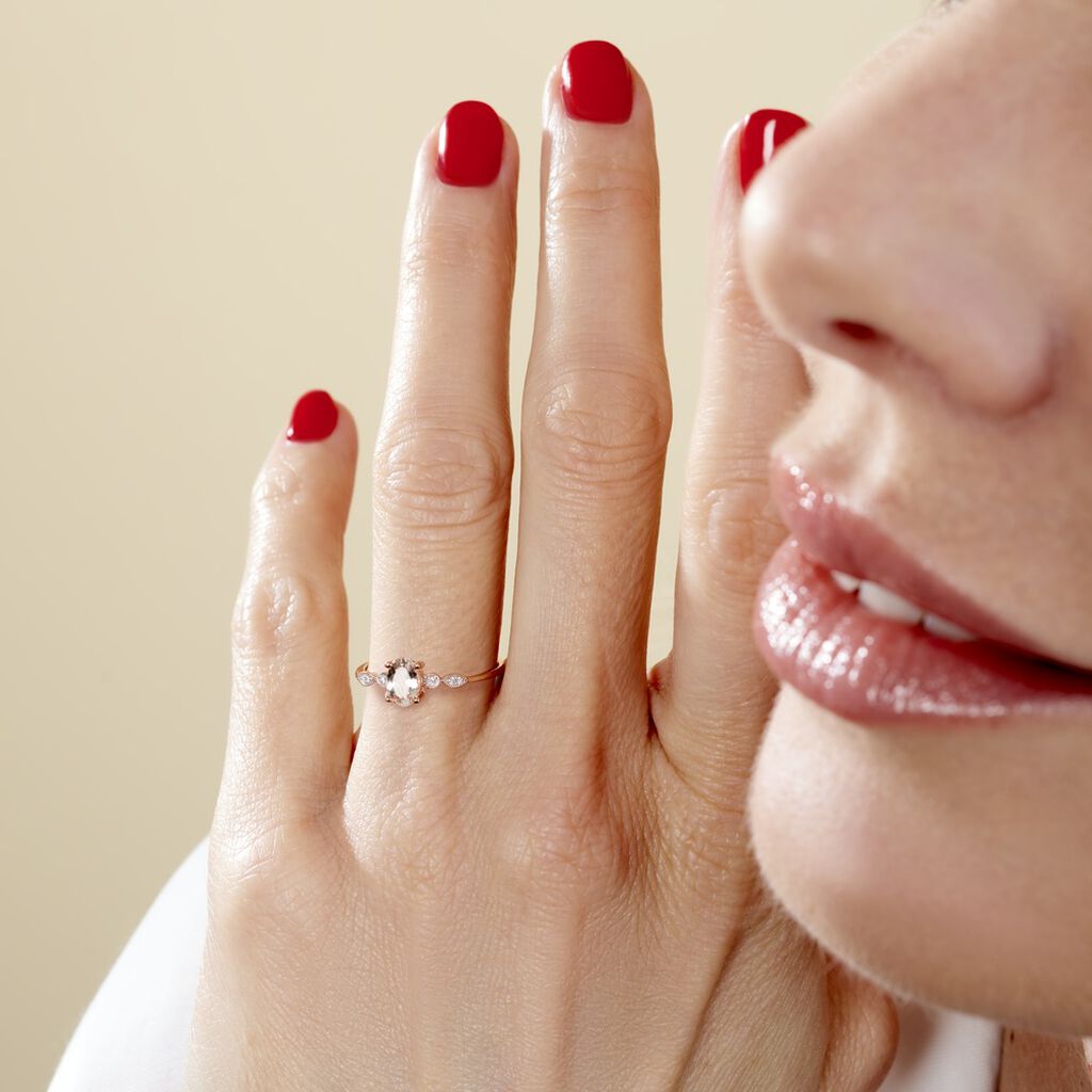 Bague Antonia Or Rose Morganite Et Oxyde De Zirconium - Bagues avec pierre Femme | Histoire d’Or