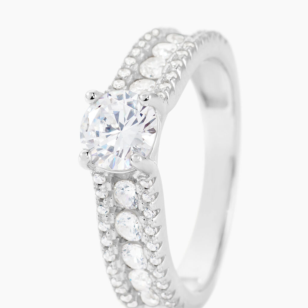 Bague Solitaire Hamane Argent Blanc Oxyde De Zirconium - Bagues solitaires Femme | Histoire d&rsquo;Or