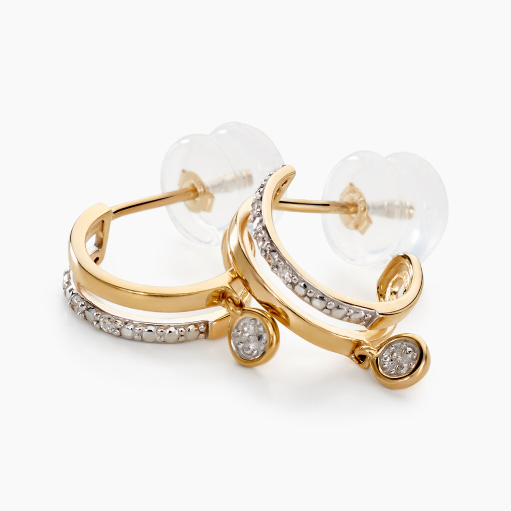 Créoles Jory Or Jaune Diamant - Boucles d'oreilles créoles Femme | Histoire d’Or