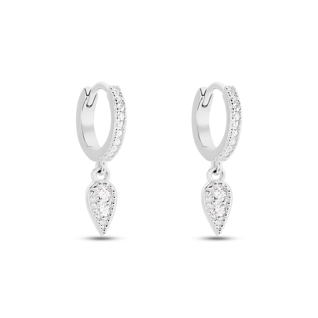 Créoles Ysee Argent Blanc Oxyde De Zirconium - Boucles d'oreilles créoles Femme | Histoire d’Or