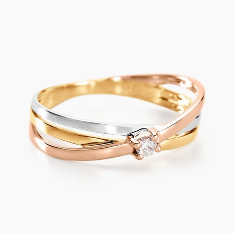 Bague Solitaire Gisla Or Tricolore Diamant - Bagues solitaires Femme | Histoire d&rsquo;Or