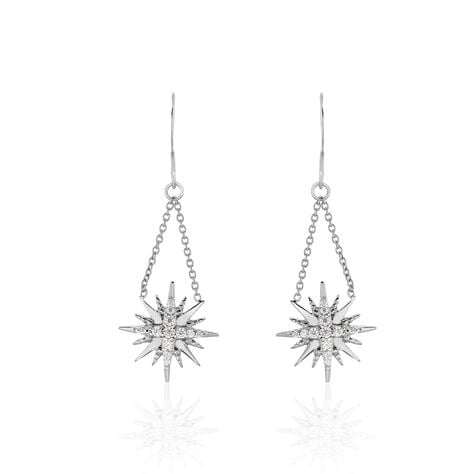 Boucles D'oreilles Pendantes Berta Argent Blanc Oxyde De Zirconium - Boucles d'oreilles empierr&eacute;es Femme | Histoire d&rsquo;Or