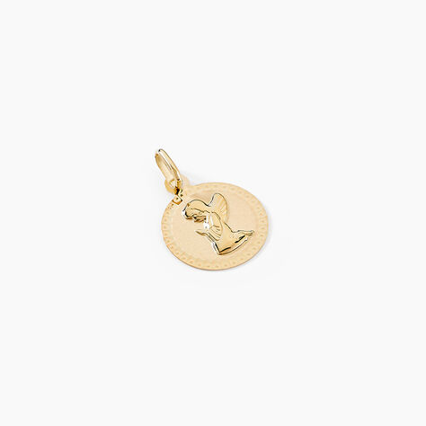 Pendentif Ange Rond Cisele Or Jaune - Pendentifs Baptême Famille | Histoire d’Or