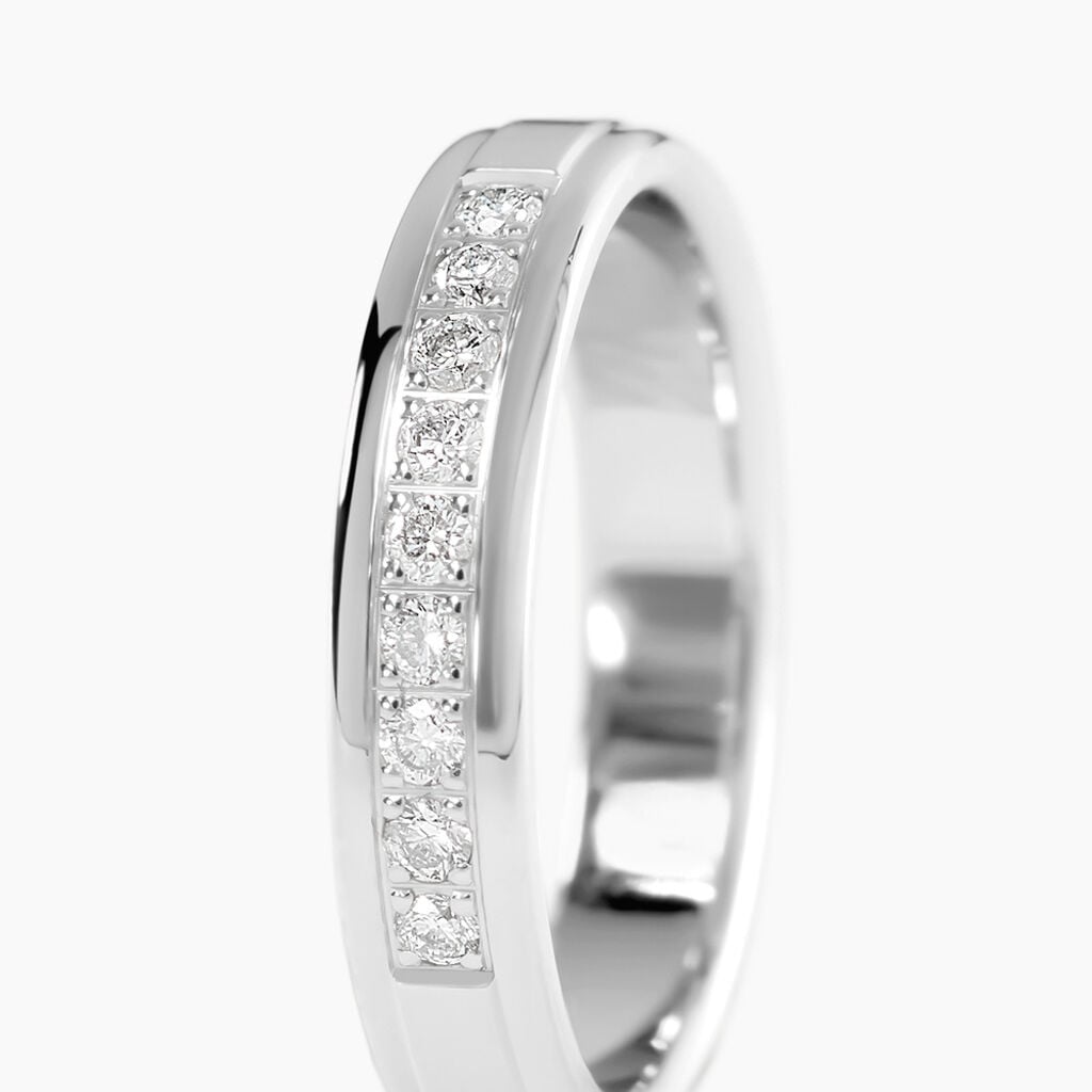 Alliance Serti Pave Or Blanc Diamant - Alliances Unisex | Histoire d&rsquo;Or