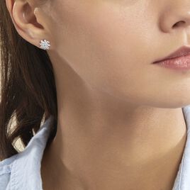 Boucles D'oreilles Puces Lorraine Argent Blanc Oxyde De Zirconium - Boucles d'oreilles fantaisie Femme | Histoire d’Or