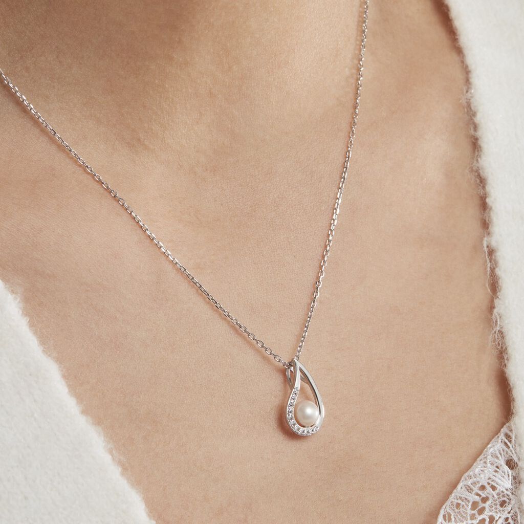 Collier Akiko Argent Blanc Perle De Culture Et Oxyde De Zirconium - Colliers fantaisie Femme | Histoire d’Or