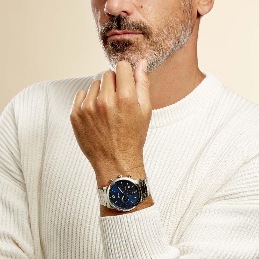 Montre fossil 2025 homme fond bleu