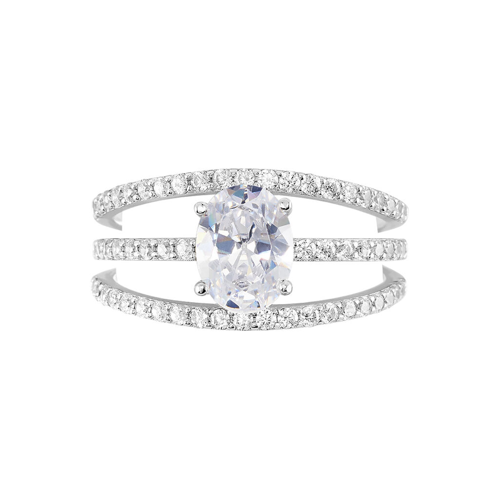 Bague Solitaire Efisia Argent Blanc Oxyde De Zirconium - Bagues solitaires Femme | Histoire d’Or