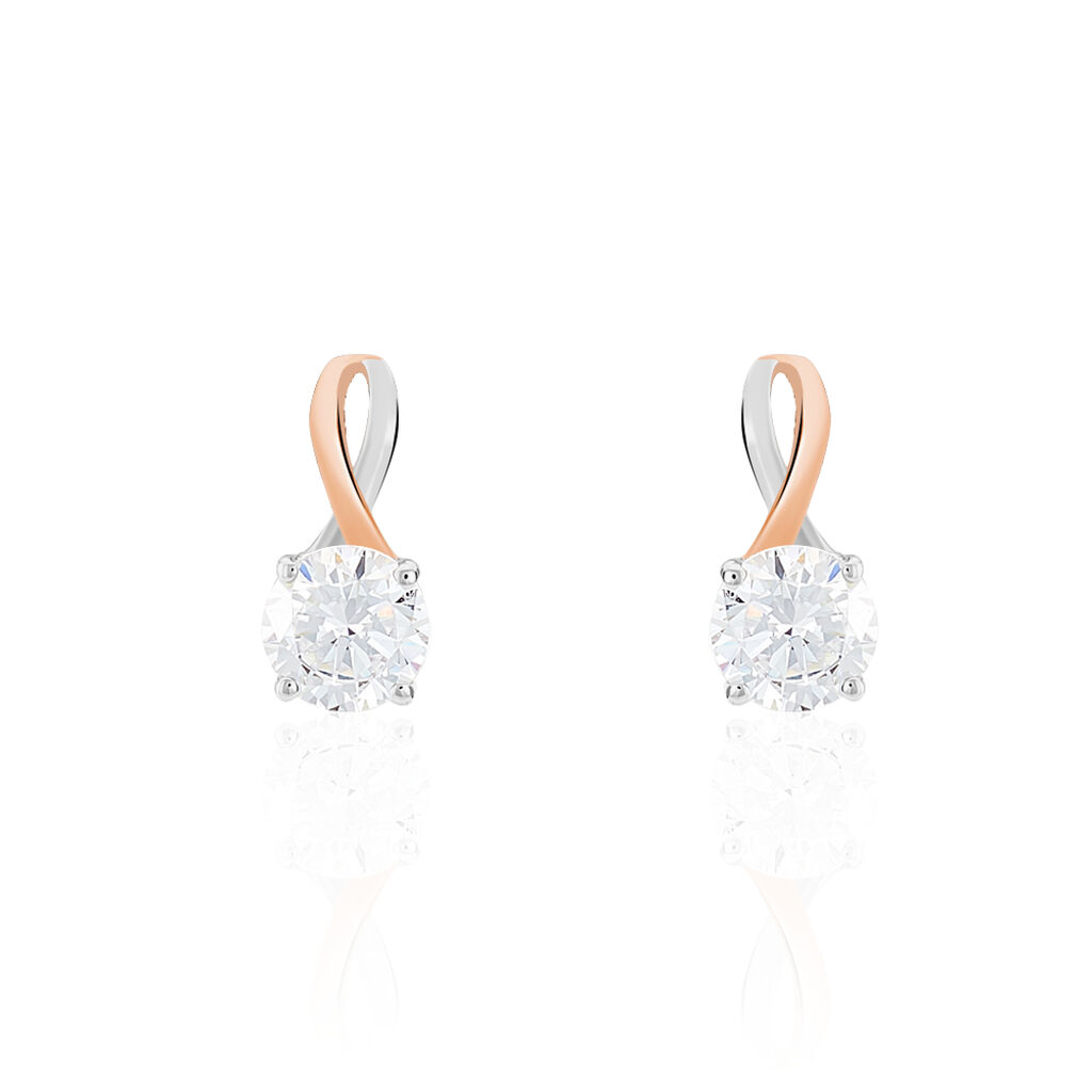 Boucles D'oreilles Pendantes Micheline Or Bicolore Oxyde De Zirconium - Boucles d'oreilles pendantes Femme | Histoire d&rsquo;Or