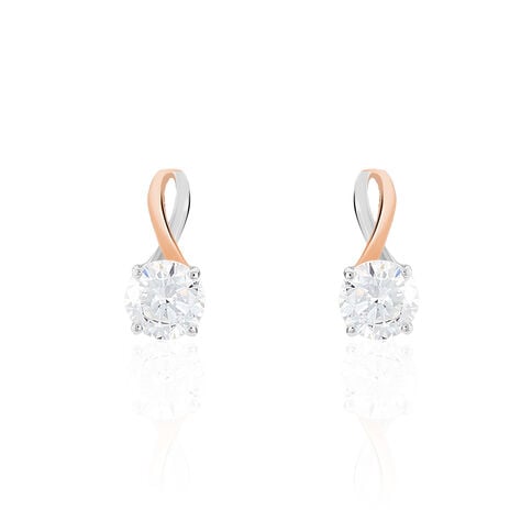 Boucles D'oreilles Pendantes Micheline Or Bicolore Oxyde De Zirconium - Boucles d'oreilles pendantes Femme | Histoire d&rsquo;Or