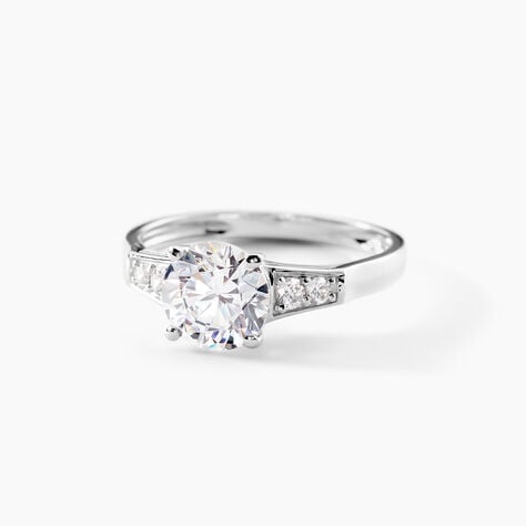 Bague Ivonne Or Blanc Oxyde De Zirconium - Bagues solitaires Femme | Histoire d&rsquo;Or