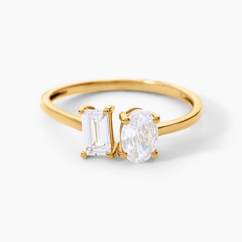 Bague Evika Argent Dor&eacute; A L'Or 750/1000 Oxyde De Zirconium - Bagues avec pierre Femme | Histoire d&rsquo;Or