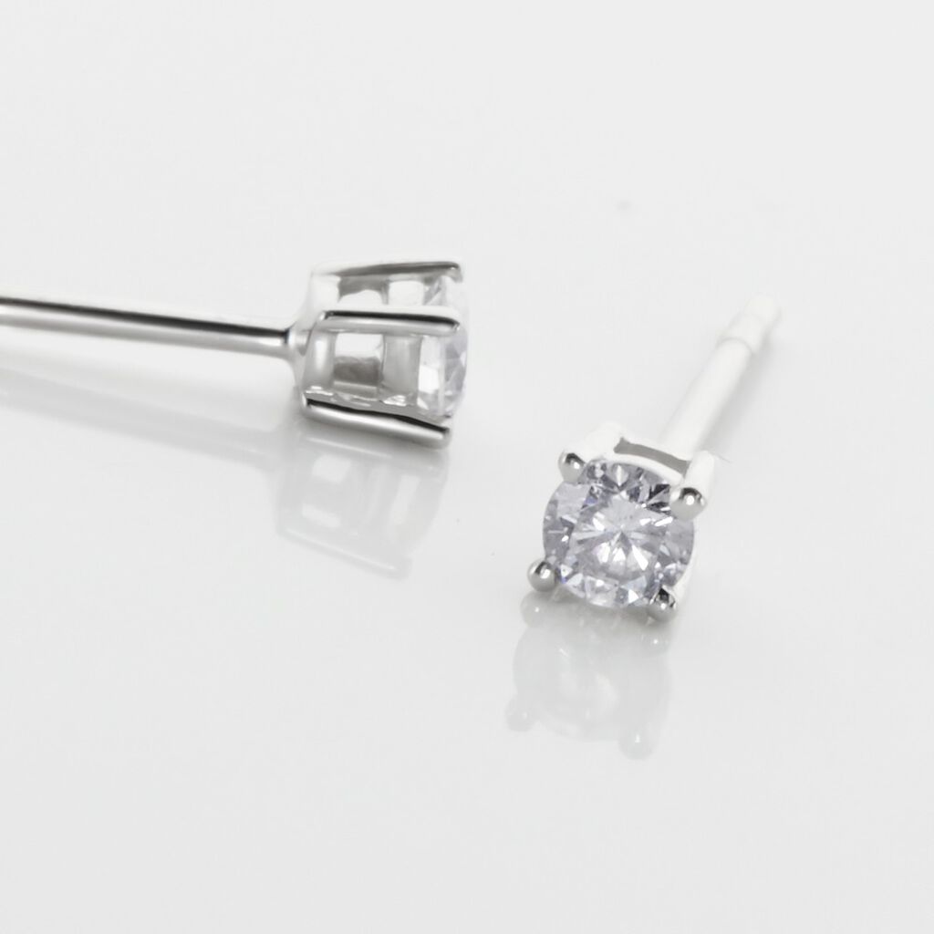 Boucles D'oreilles Puces Aphrodite Or Blanc Diamant - Clous d'oreilles Famille | Histoire d’Or