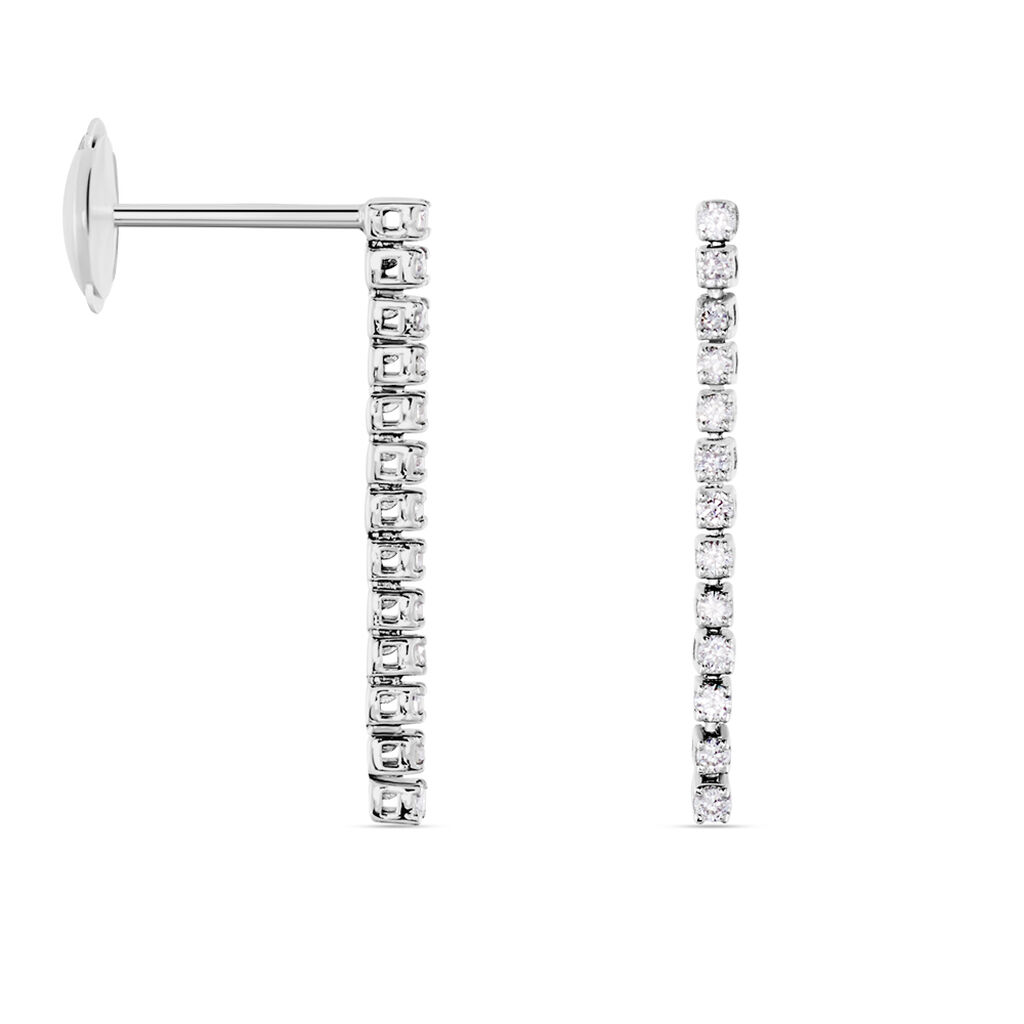 Boucles D'oreilles Pendantes Moscovado Or Blanc Diamant Synth&eacute;tique - Boucles d'oreilles pendantes Femme | Histoire d&rsquo;Or