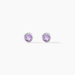 Boucles D'oreilles Puces Edy Serti Clos Or Blanc Amethyste - Clous d'oreilles Femme | Histoire d&rsquo;Or