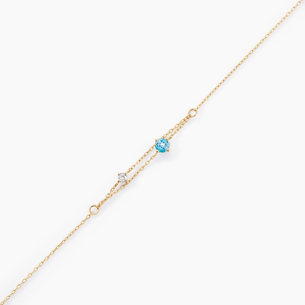 Bracelet Beaut&eacute; Bleut&eacute;e Or Jaune Topaze Oxyde De Zirconium - Bracelets Femme | Histoire d&rsquo;Or