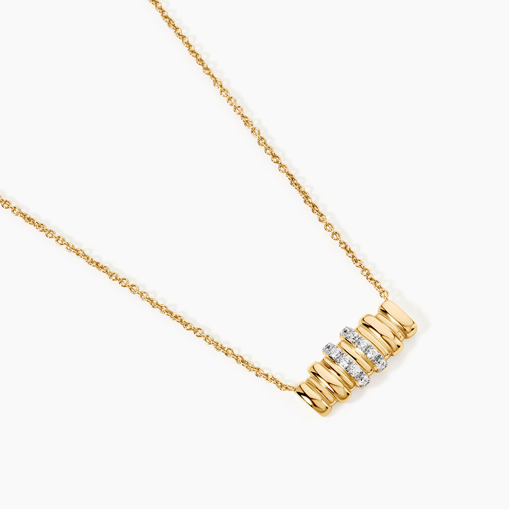 Collier Sunset Riviera Argent Dor&eacute; A L'Or 750/1000 Oxyde De Zirconium - Colliers Femme | Histoire d&rsquo;Or