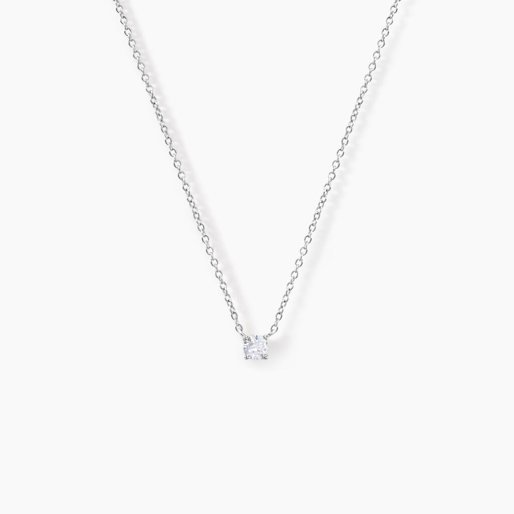 Collier Court Argent Blanc Lylwenn Oxyde De Zirconium - F&ecirc;te des m&egrave;res Femme | Histoire d&rsquo;Or