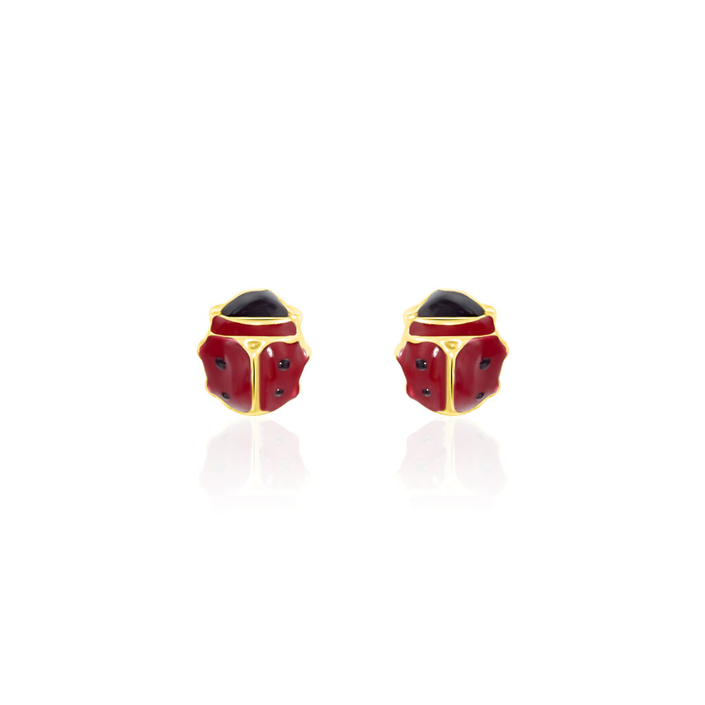 Boucles D'oreilles Puces Or Jaune Helidie Email - Clous d'oreilles Enfant | Histoire d’Or